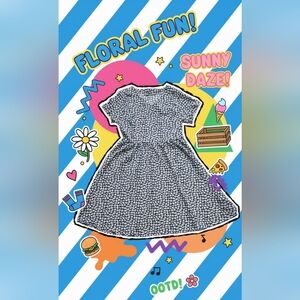 Floral Fun Woman Dress - Black and White